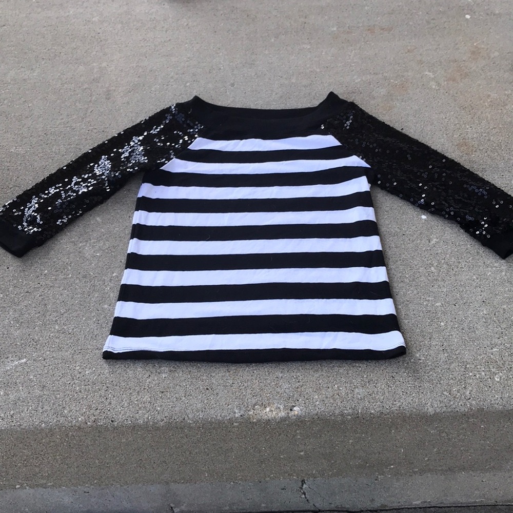 Justice long sleeve sequined striped top size 16
